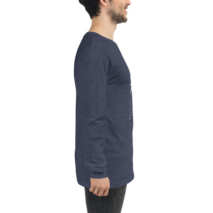 Tideborn Long Sleeve Shirt - Left Placement by R.A. Apparel, image 31, right-side angle, Heather Forest, size XS, left placement.