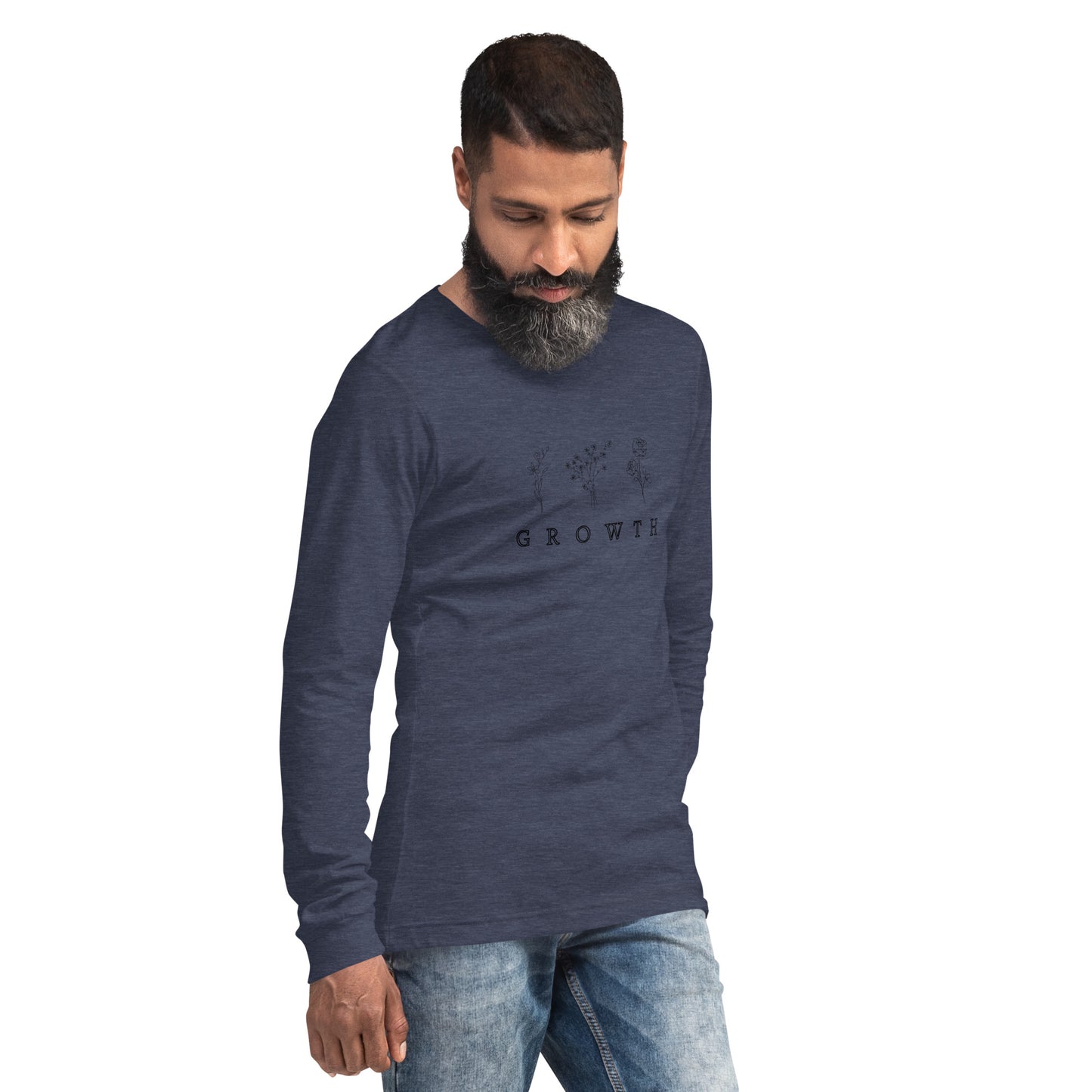 Growthline Long Sleeve Shirt - Left Placement image 56: Military Green version, size XS with front view, right-side angle of the Growth range.