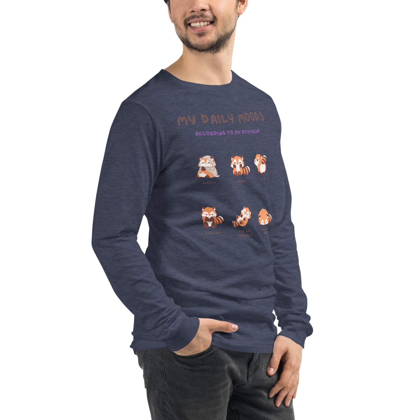 Image 84 of Sand Dune Mood Diary Long Sleeve Shirt - Left Placement, size L, with My Daily Moods artwork visible in front view, right-side angle.