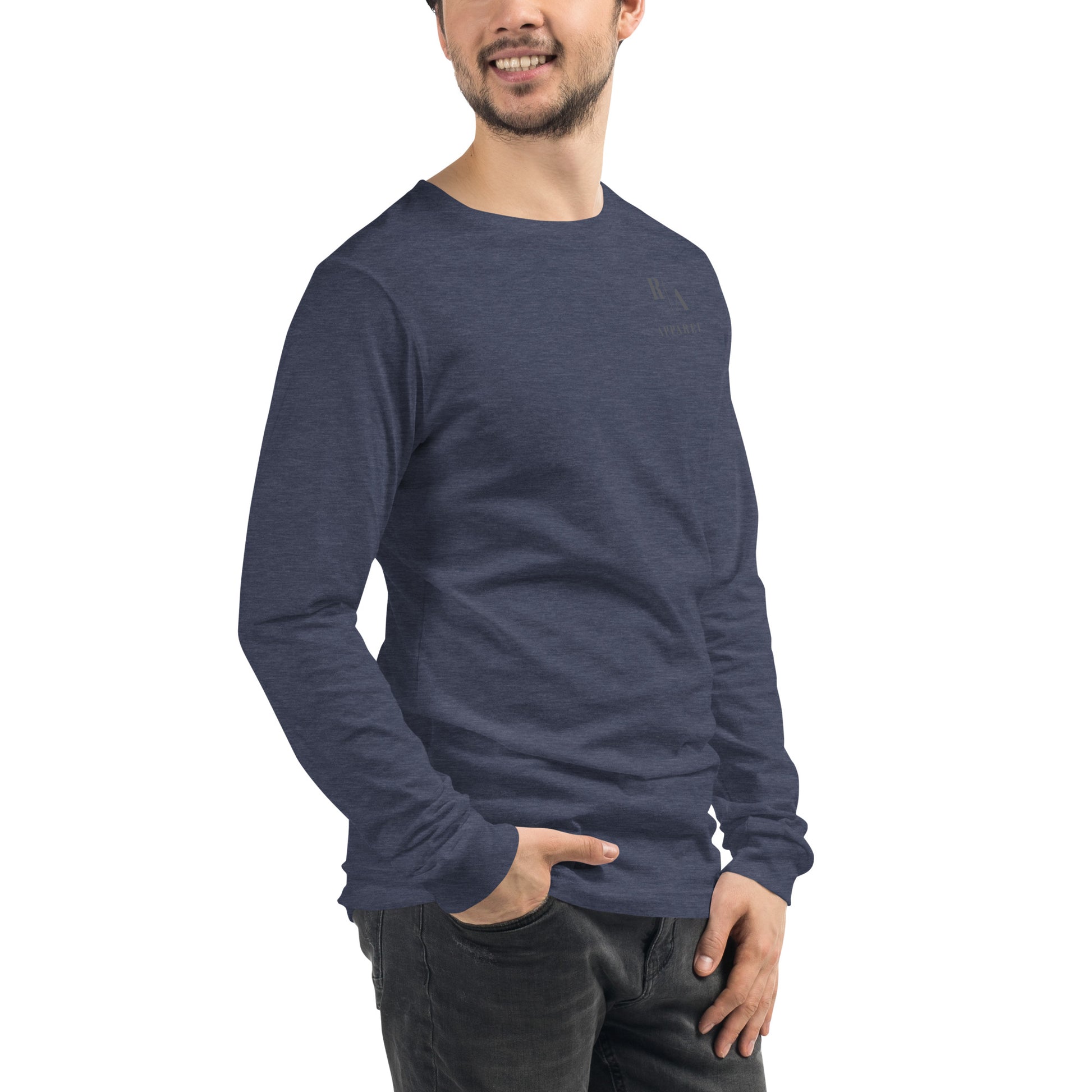 Blind Signal Long Sleeve Shirt - Left Placement 39 image 22 in Heather Forest, size L, showing front view, right-side angle for the We Are Blind design.