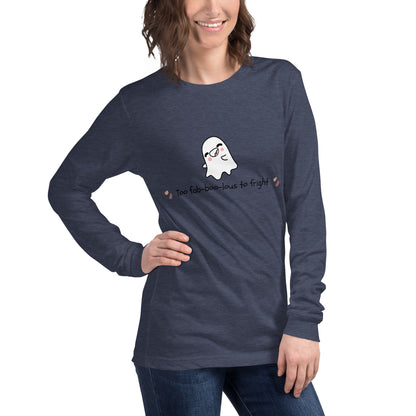 Boo Luxe Long Sleeve Shirt - Left Placement image 44 in Poppy, size S, showing front view, right-side angle for the Fa Boo Lous design.