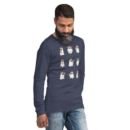 Little Haunts Long Sleeve Shirt - Left Placement product image 56 in Military Green, size XS, with front view, right-side angle and left placement.