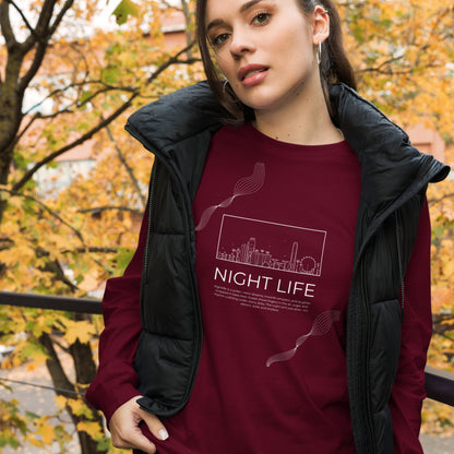 Afterhours Long Sleeve Shirt - Left Placement by R.A. Apparel, image 5, front view, Black Heather, size XL, left placement.