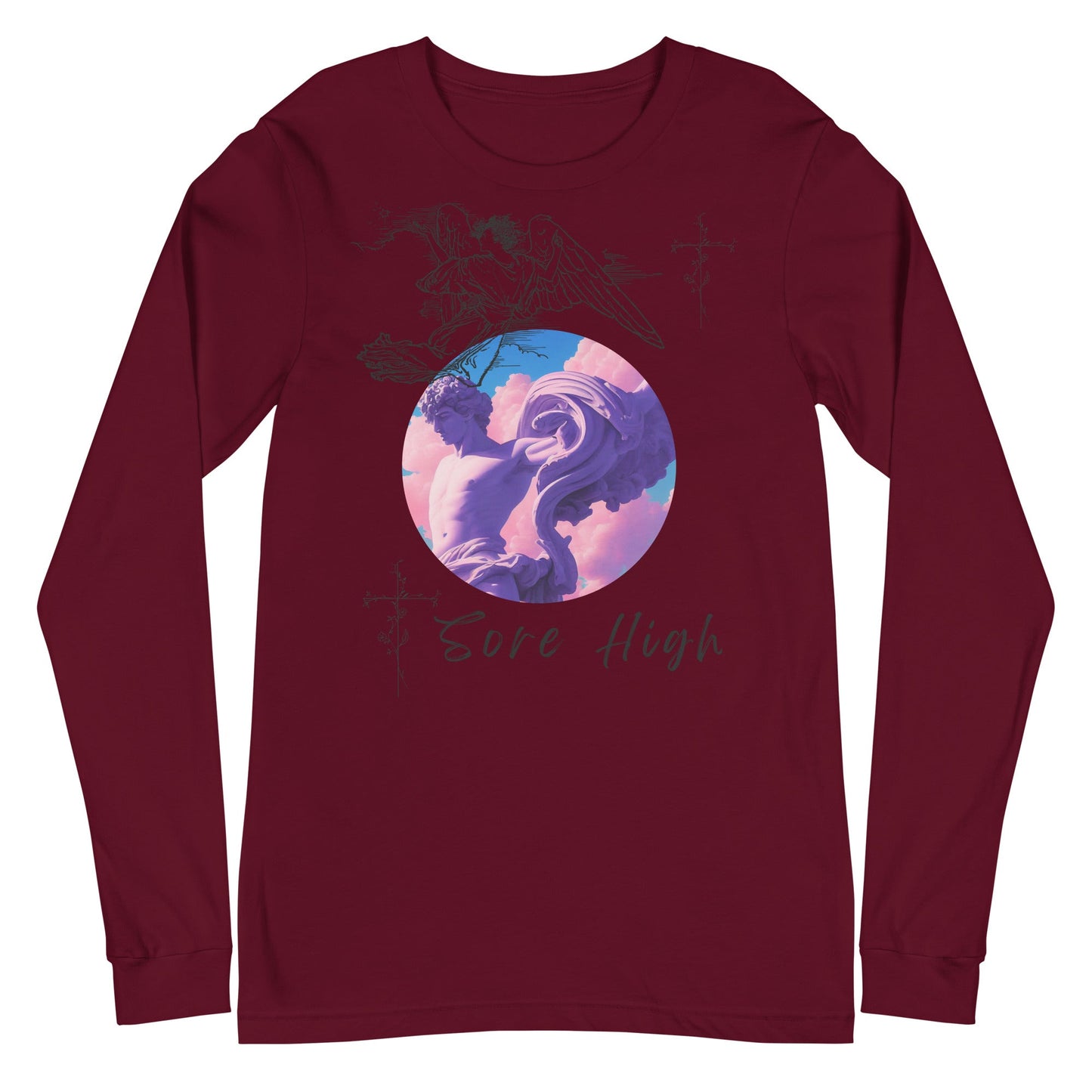 Skyborne Long Sleeve Shirt - Left Placement product image 4 in Black Heather, size L, with front view and left placement.