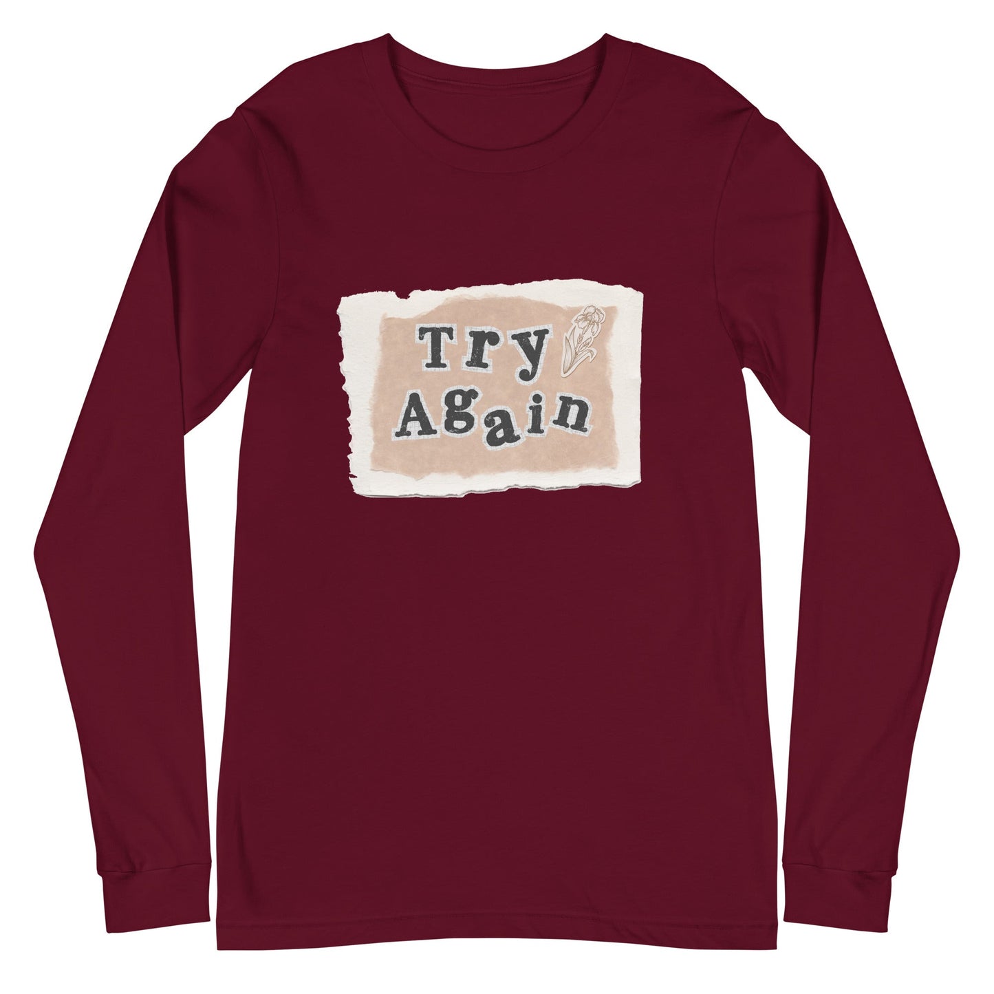 Retry Long Sleeve Shirt - Left Placement product image 4 in Black Heather, size L, with front view and left placement.