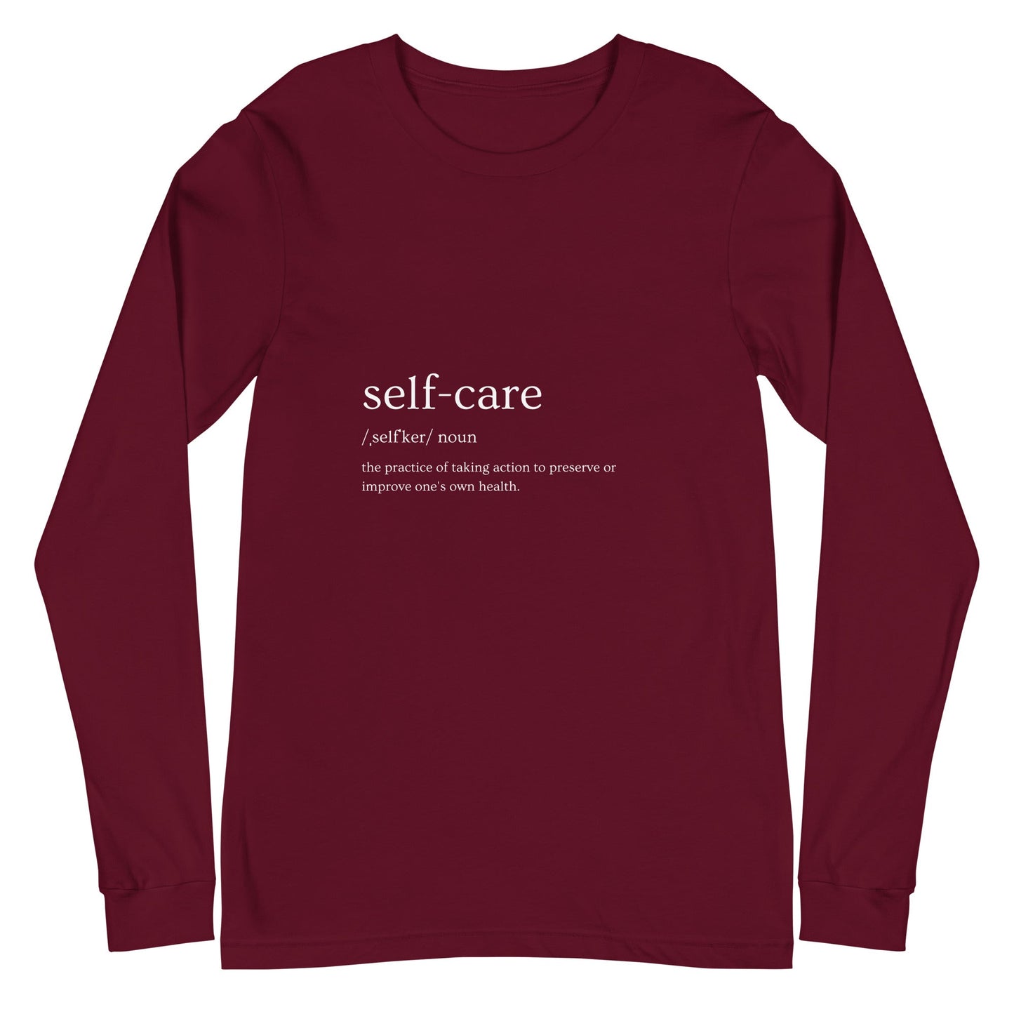 Self Ritual Long Sleeve Shirt - Left Placement image 4 in Black Heather, size L, showing front view for the Self Care design.