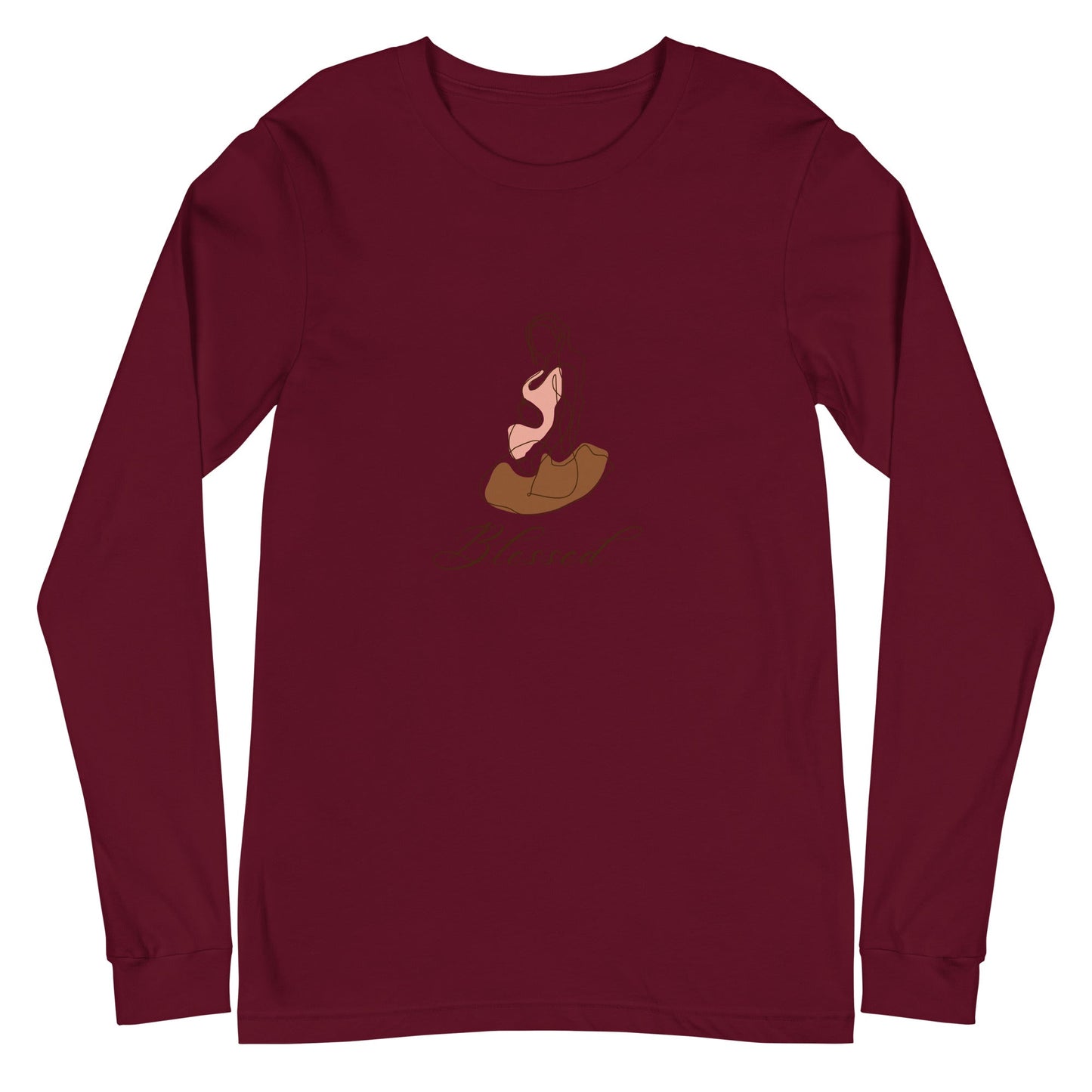 Grace Mark Long Sleeve Shirt - Left Placement product image 4 in Black Heather, size L, with front view and left placement.