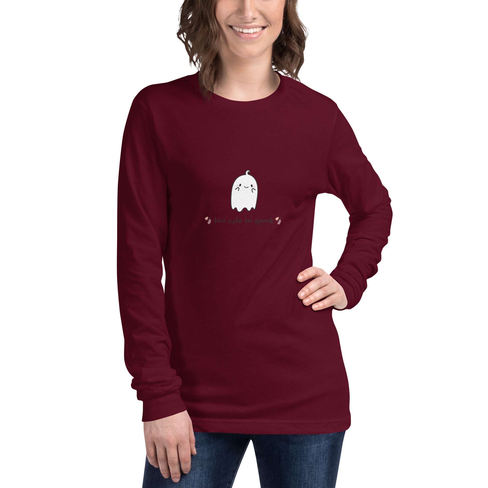 Cute Haunt Long Sleeve Shirt - Left Placement by R.A. Apparel, image 13, front view, Navy, size M, left placement.