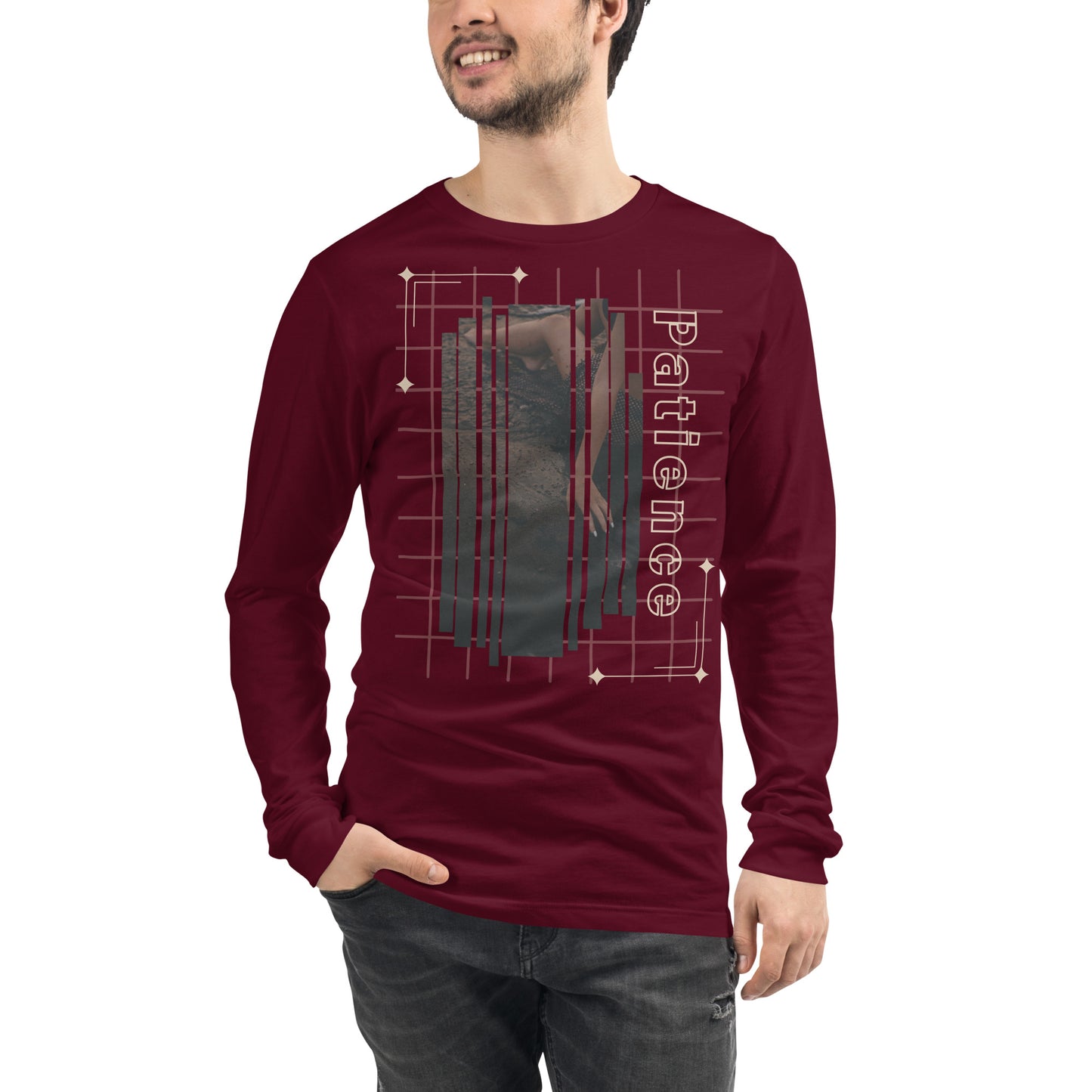 Stillwater Long Sleeve Shirt - Left Placement product image 5 in Black Heather, size XL, with front view and left placement.