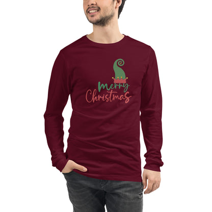 Noelle Long Sleeve Shirt - Left Placement image 5 in Black Heather, size XL, showing front view for the Merry Christmas design.