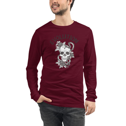 Image 13 of Navy Evolution Long Sleeve Shirt - Left Placement, size M, with Evolution artwork visible in front view.