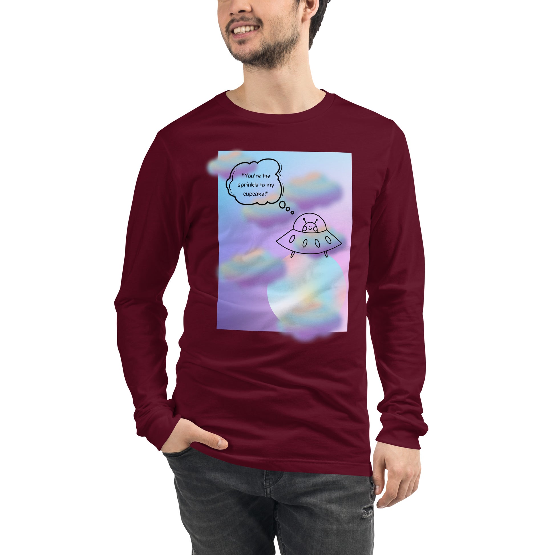 Sprinkle Theory Long Sleeve Shirt - Left Placement by R.A. Apparel, image 13, front view, Navy, size M, left placement.