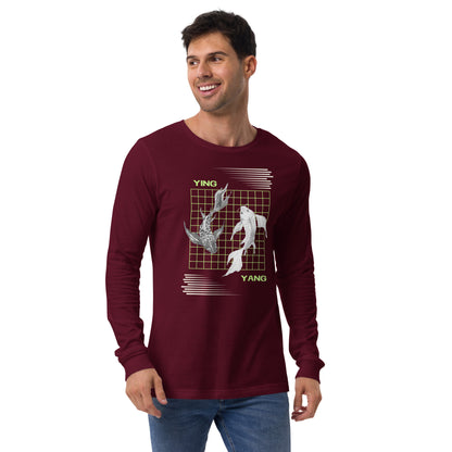 Equinoxe Long Sleeve Shirt image 7 in Black, size M, showing front view for the Ying and Yang design.