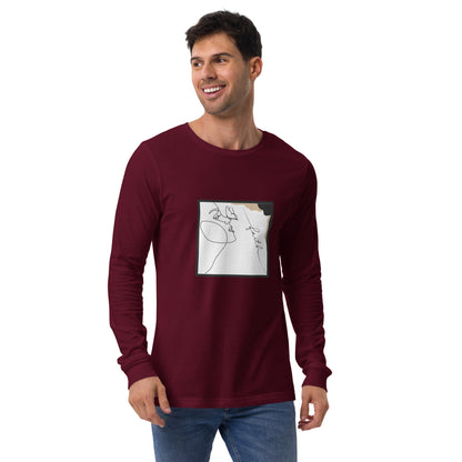 Image 5 of Black Heather Faithline Long Sleeve Shirt - Left Placement, size XL, with Faith artwork visible in front view.
