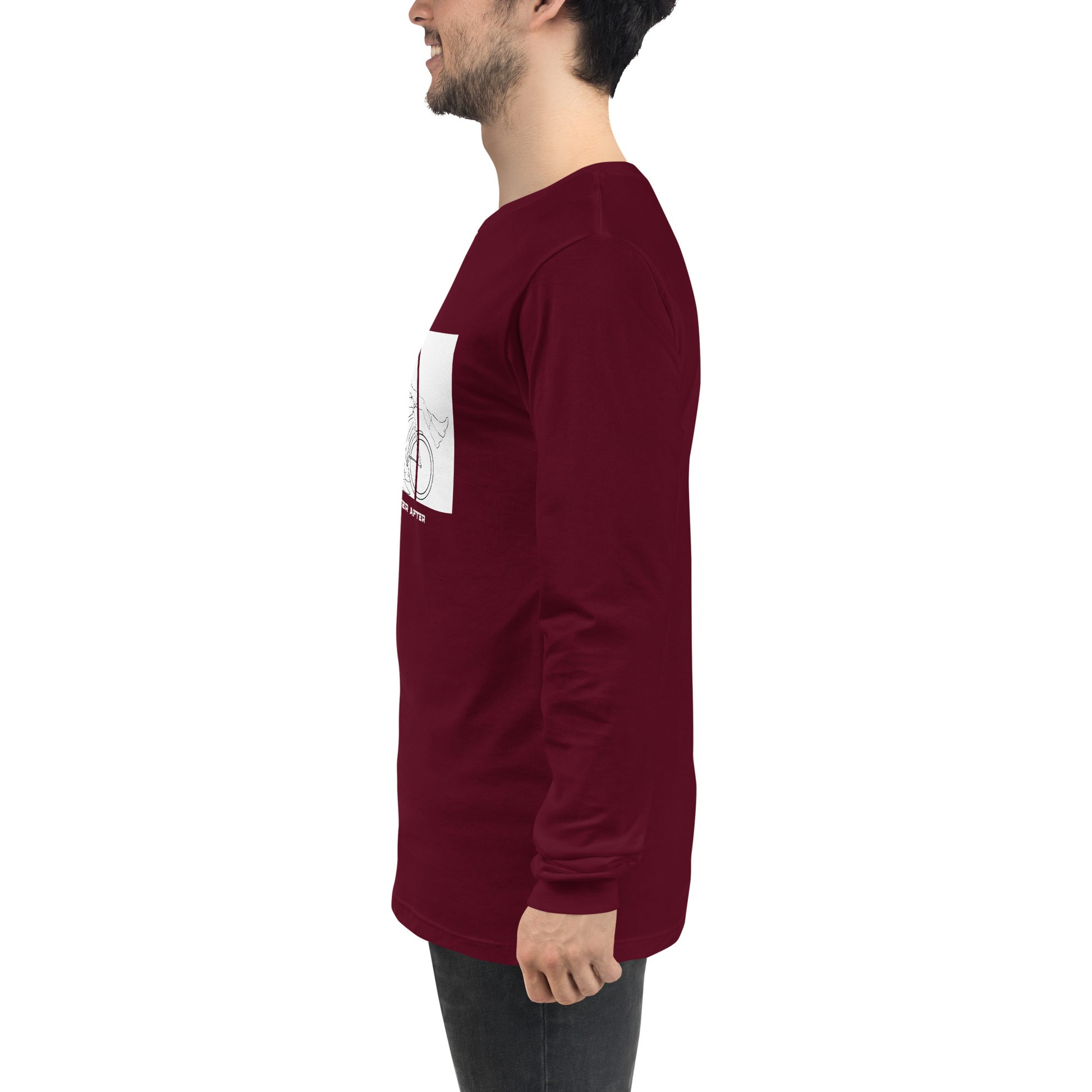 Ever After Long Sleeve Shirt - Left Placement image 15: Navy version, size XL with left-side angle of the Happily Ever After range.