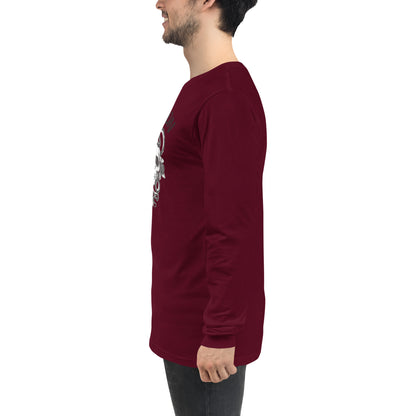 Evolution Long Sleeve Shirt - Left Placement by R.A. Apparel, image 15, left-side angle, Navy, size XL, left placement.