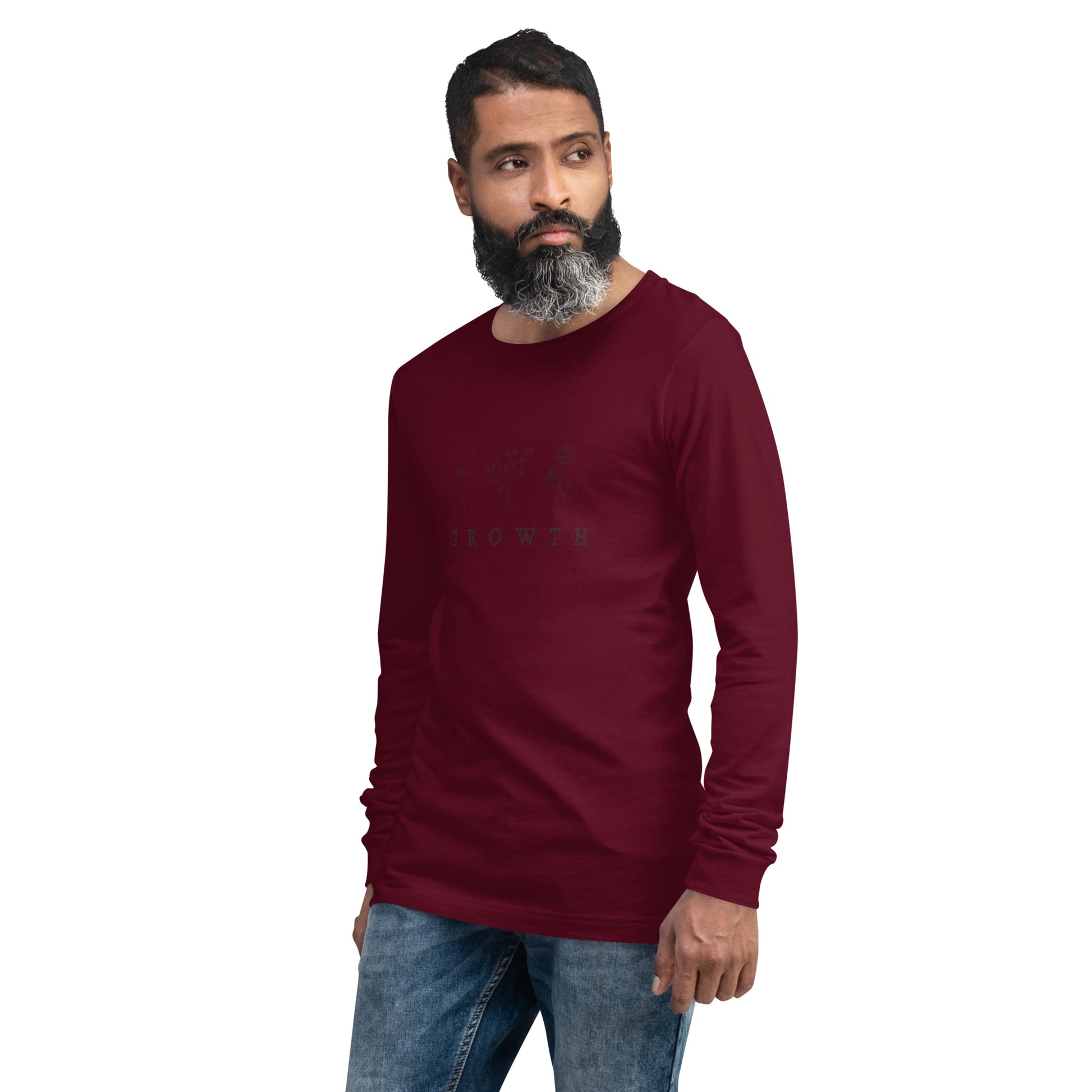 Growthline Long Sleeve Shirt - Left Placement image 11 in Navy, size XS, showing front view, left-side angle for the Growth design.