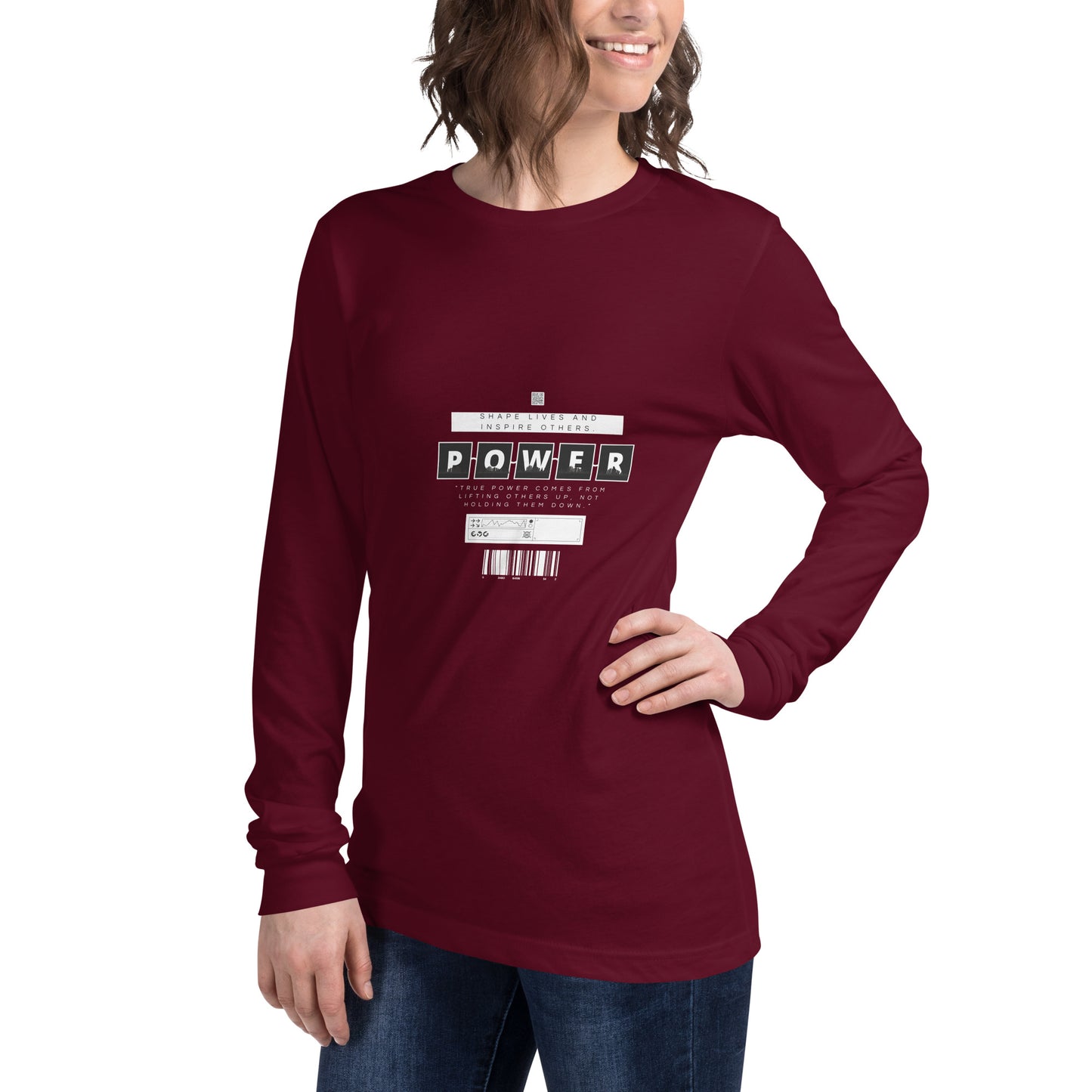 Impact Form Long Sleeve Shirt - Left Placement image 6 in Black Heather, size 2XL, showing front view, left-side angle for the Shape Lives design.