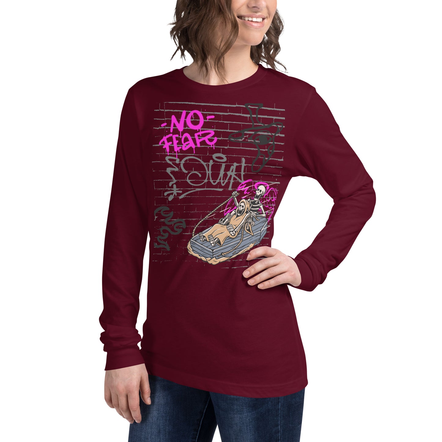Fearless Long Sleeve Shirt - Left Placement image 11: Black version, size XL with front view, left-side angle of the No Fear range.