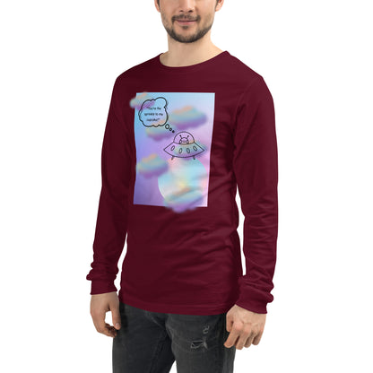 Sprinkle Theory Long Sleeve Shirt - Left Placement by R.A. Apparel, image 17, front view, left-side angle, Maroon, size S, left placement.