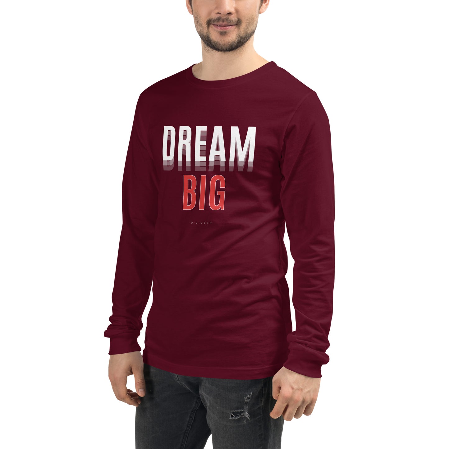 Skyline Dream Long Sleeve Shirt - Left Placement image 7: Black version, size S with front view, left-side angle of the Dream Big range.