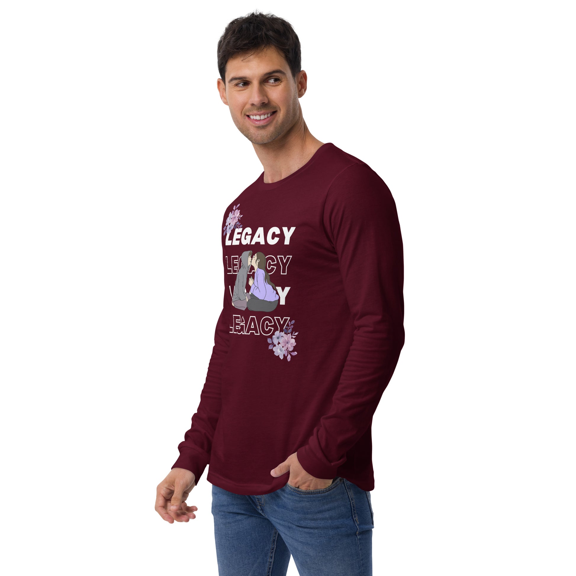 Heirloom Long Sleeve Shirt - Left Placement image 6 in Black, size XS, showing front view, left-side angle for the Legacy design.