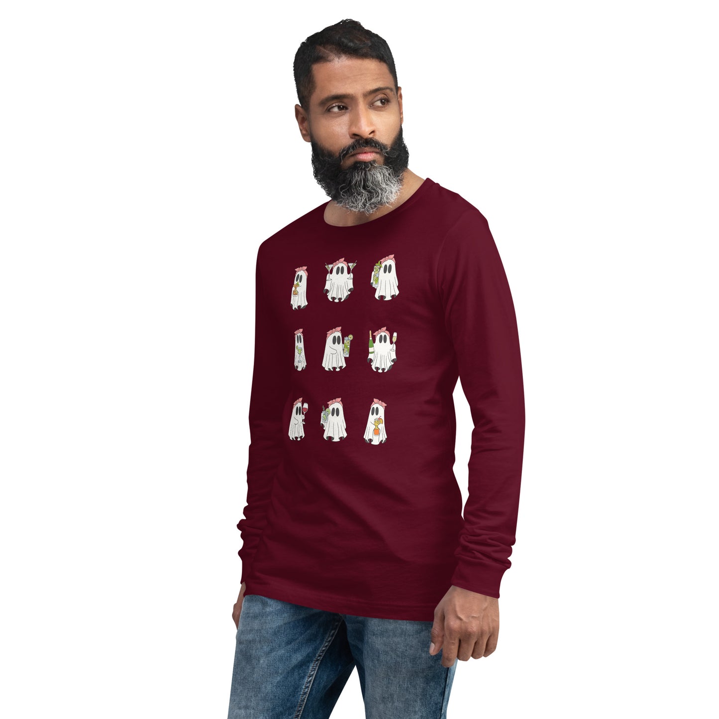 Little Haunts Long Sleeve Shirt - Left Placement product image 11 in Navy, size XS, with front view, left-side angle and left placement.
