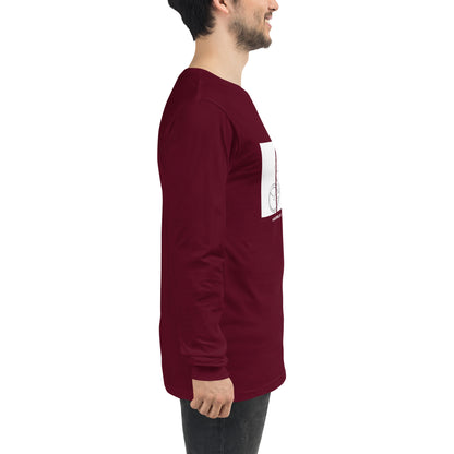 Ever After Long Sleeve Shirt - Left Placement by R.A. Apparel, image 16, right-side angle, Maroon, size XS, left placement.