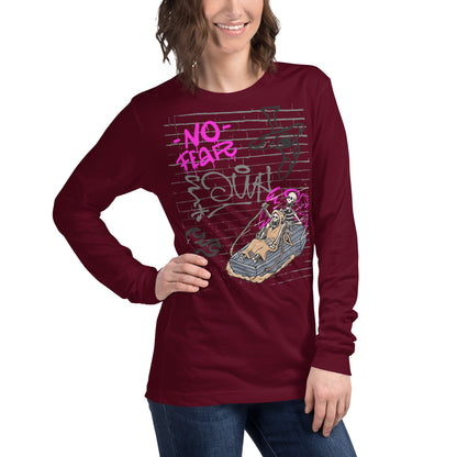 Fearless Long Sleeve Shirt - Left Placement by R.A. Apparel, image 12, front view, right-side angle, Black, size 2XL, left placement.