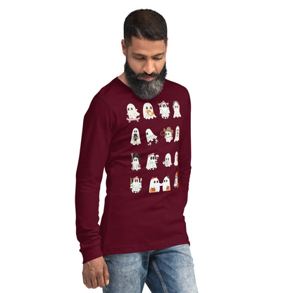 Spectral Long Sleeve Shirt - Left Placement by R.A. Apparel, image 12, front view, right-side angle, Navy, size S, left placement.