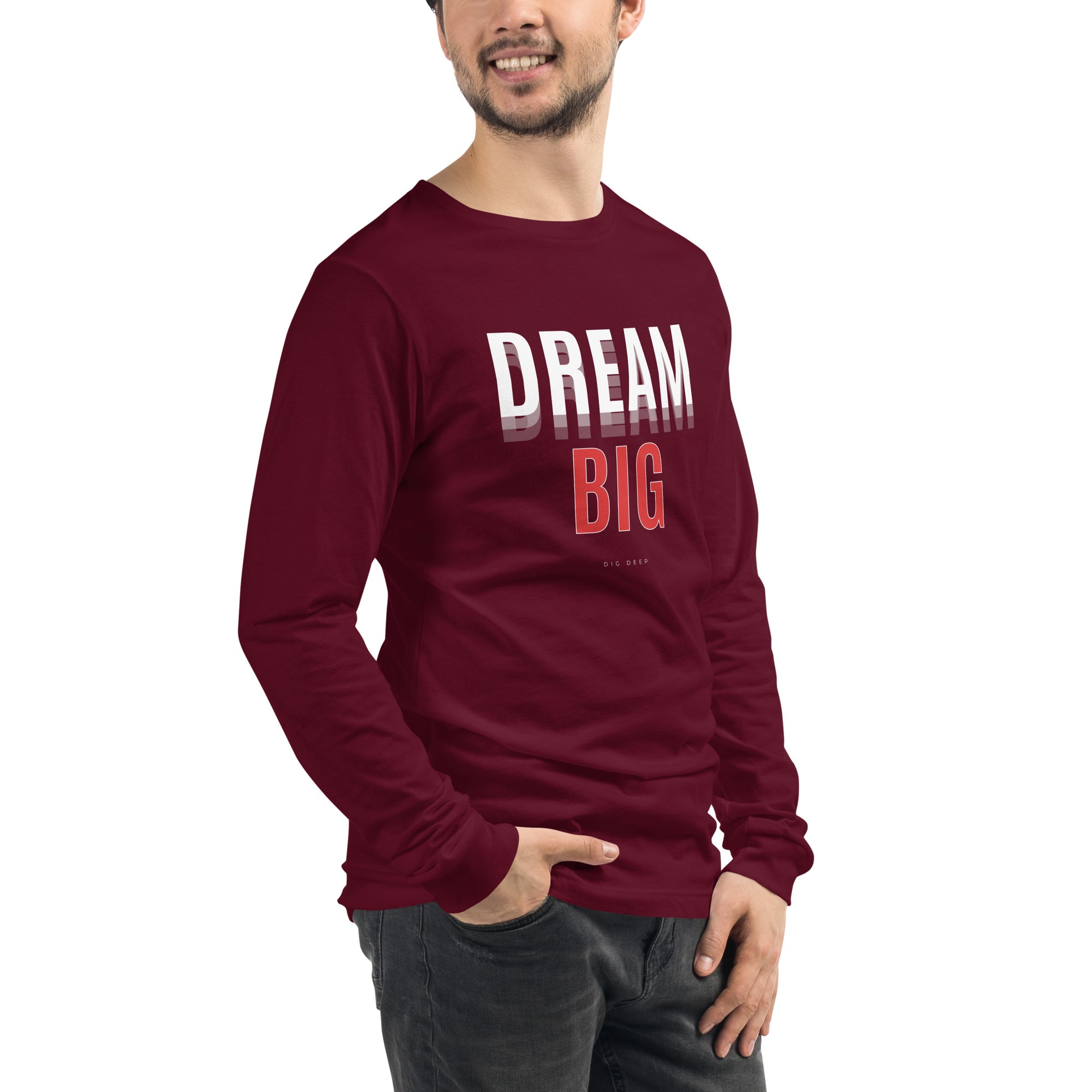 Skyline Dream Long Sleeve Shirt - Left Placement image 8 in Black, size M, showing front view, right-side angle for the Dream Big design.