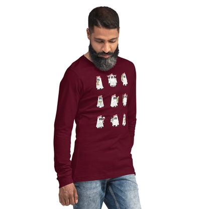 Little Haunts Long Sleeve Shirt - Left Placement by R.A. Apparel, image 12, front view, right-side angle, Navy, size S, left placement.