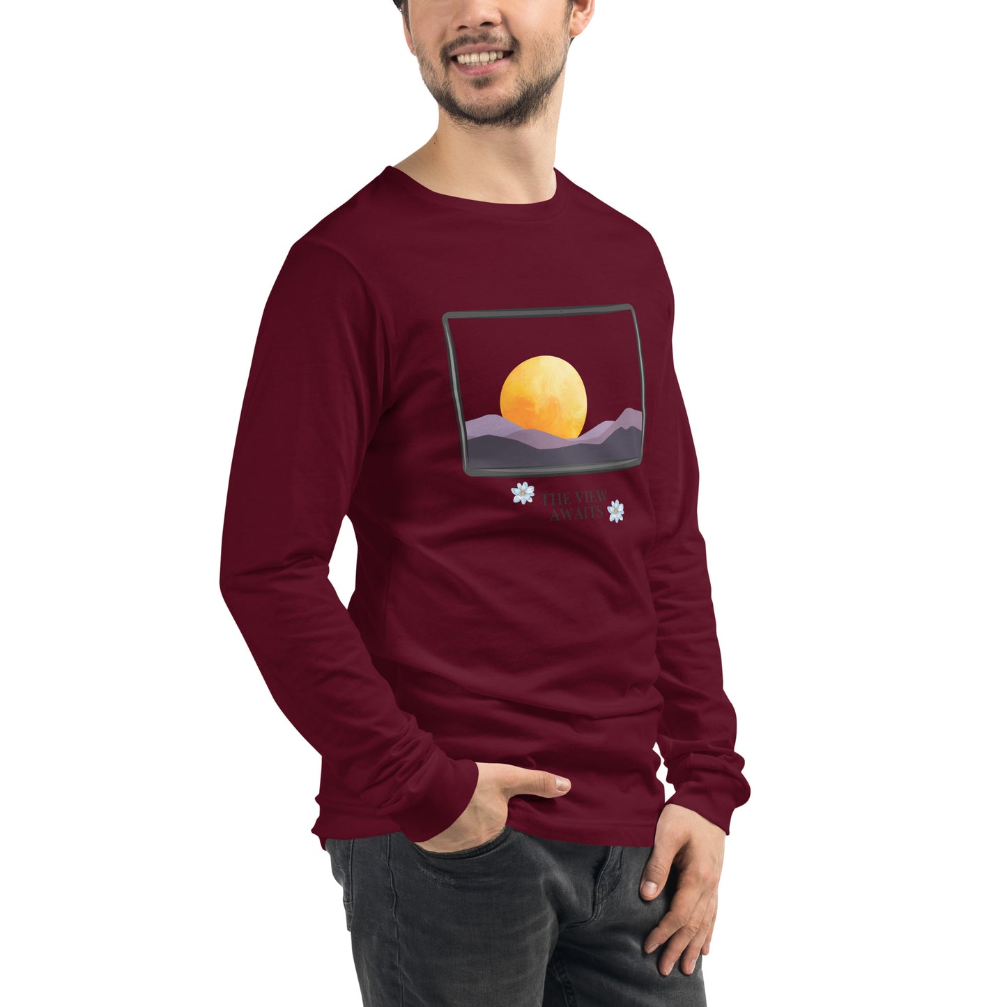 Avenor Long Sleeve Shirt image 24 in Red, size XL, showing front view, right-side angle for the The View Awaits design.