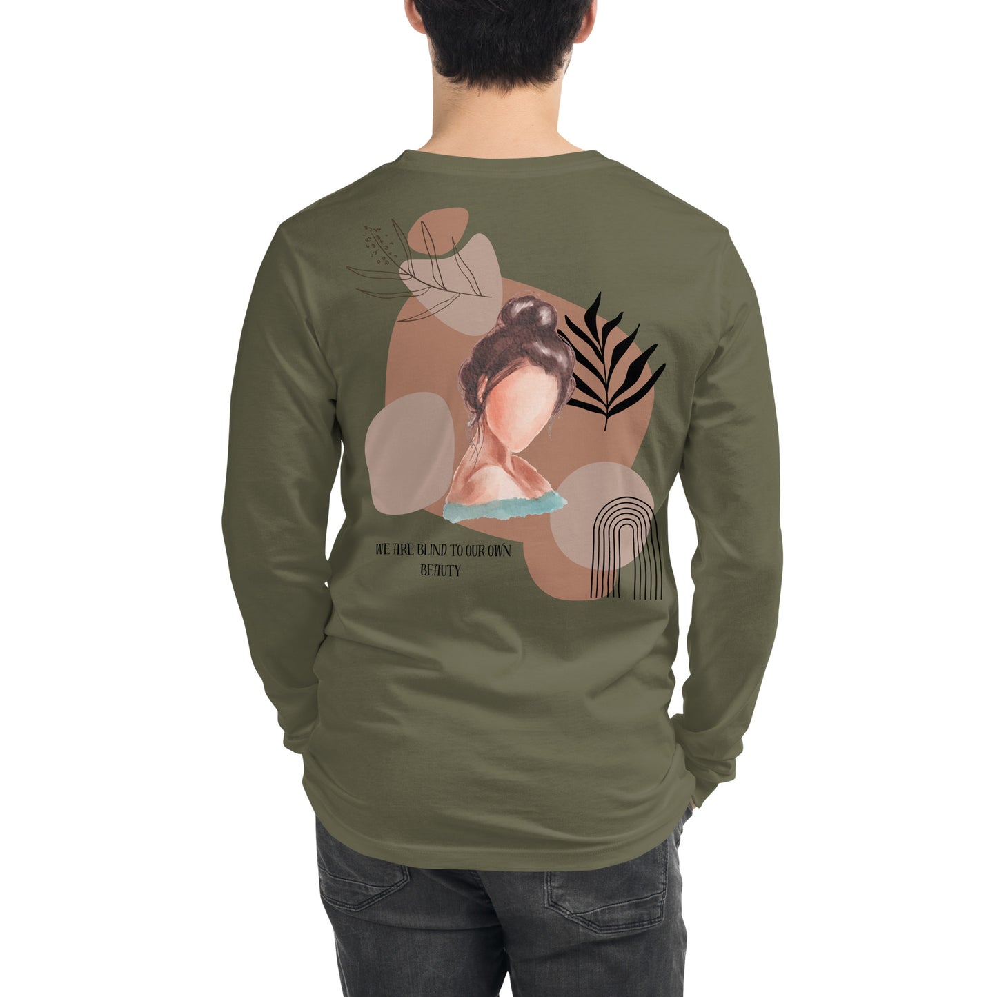 Image 5 of Navy Blind Signal Long Sleeve Shirt - Left Placement 39, size XL, with We Are Blind artwork visible in back view.