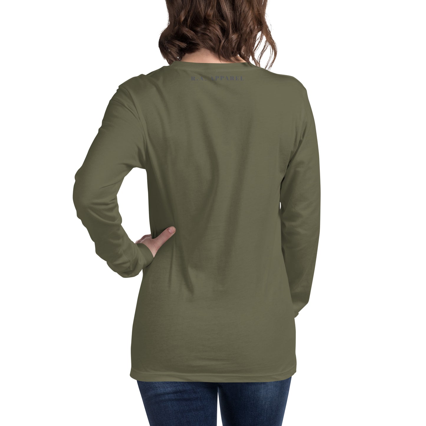 Solmane Long Sleeve Shirt - Left Placement image 14: Navy version, size S with back view of the Leo range.