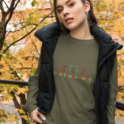Festive Mood Long Sleeve Shirt - Left Placement by R.A. Apparel, image 5, front view, Navy, size XL, left placement.