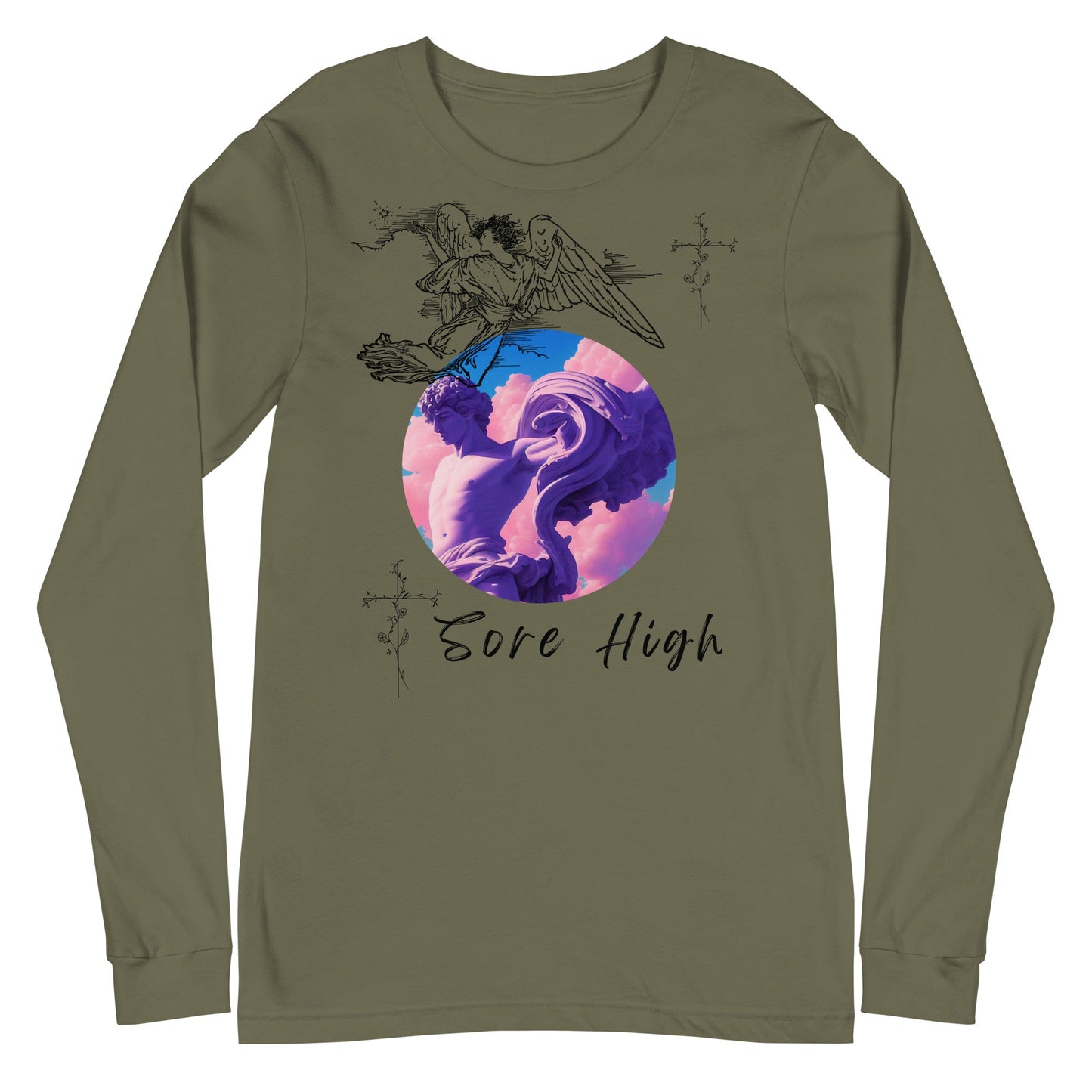 Skyborne Long Sleeve Shirt - Left Placement image 10 in Black, size L, showing front view for the Sore High design.