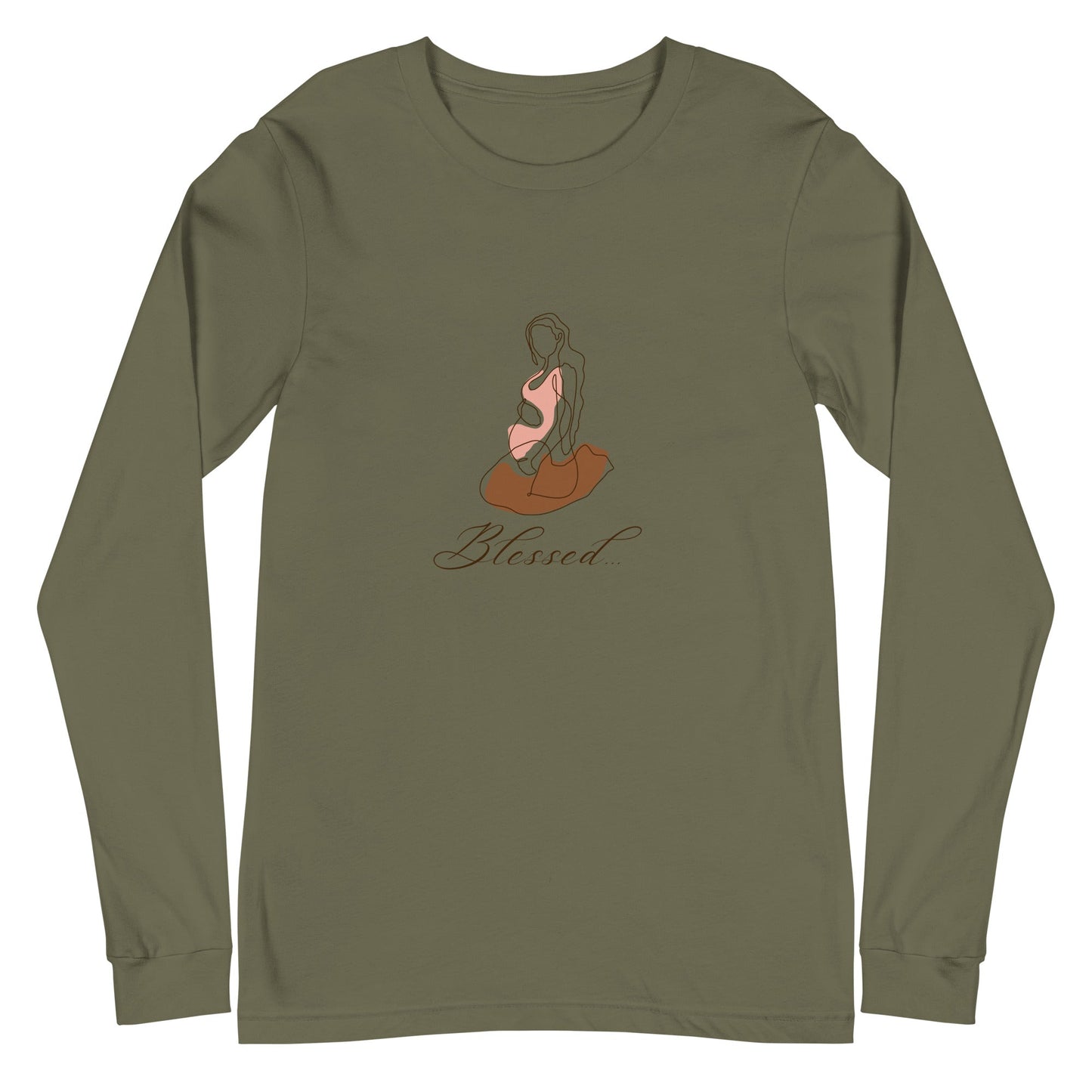 Grace Mark Long Sleeve Shirt - Left Placement by R.A. Apparel, image 12, front view, Black, size 2XL, left placement.