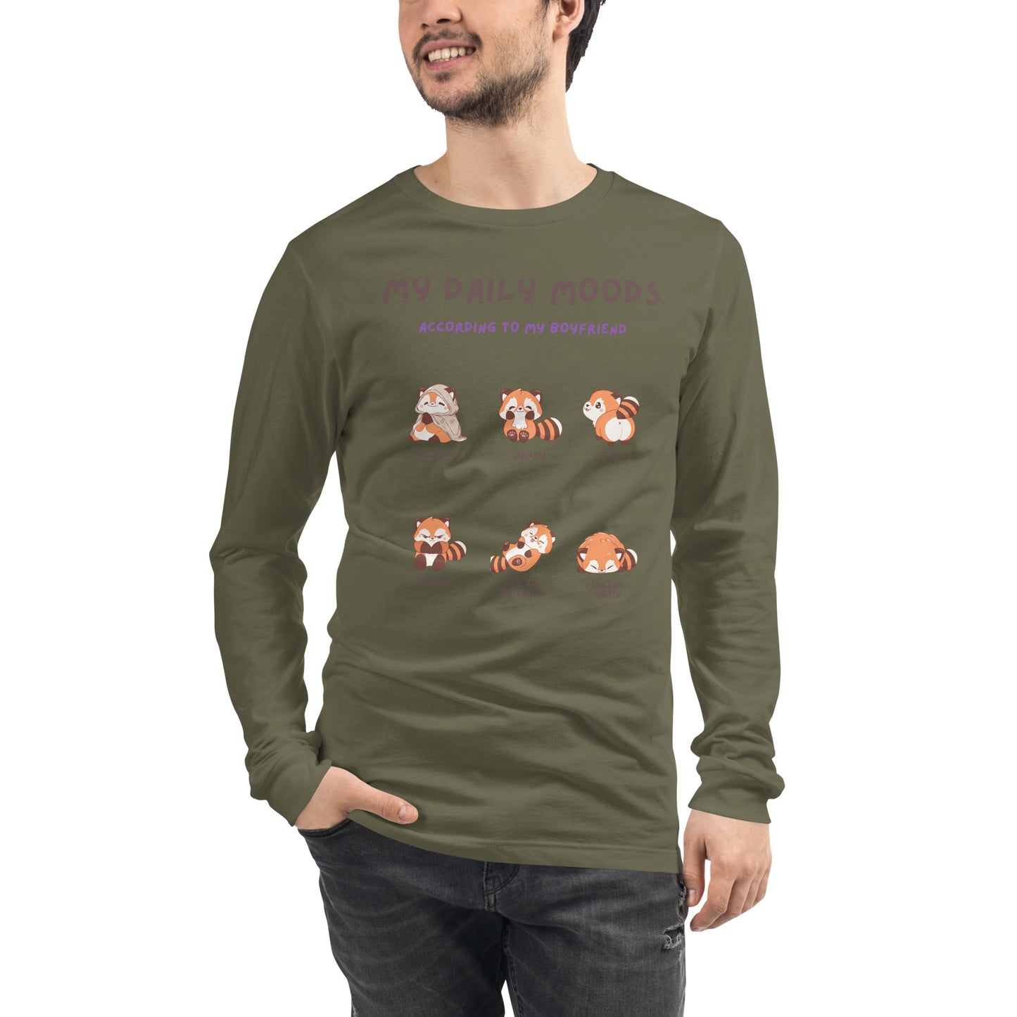 Image 19 of Maroon Mood Diary Long Sleeve Shirt - Left Placement, size L, with My Daily Moods artwork visible in front view.