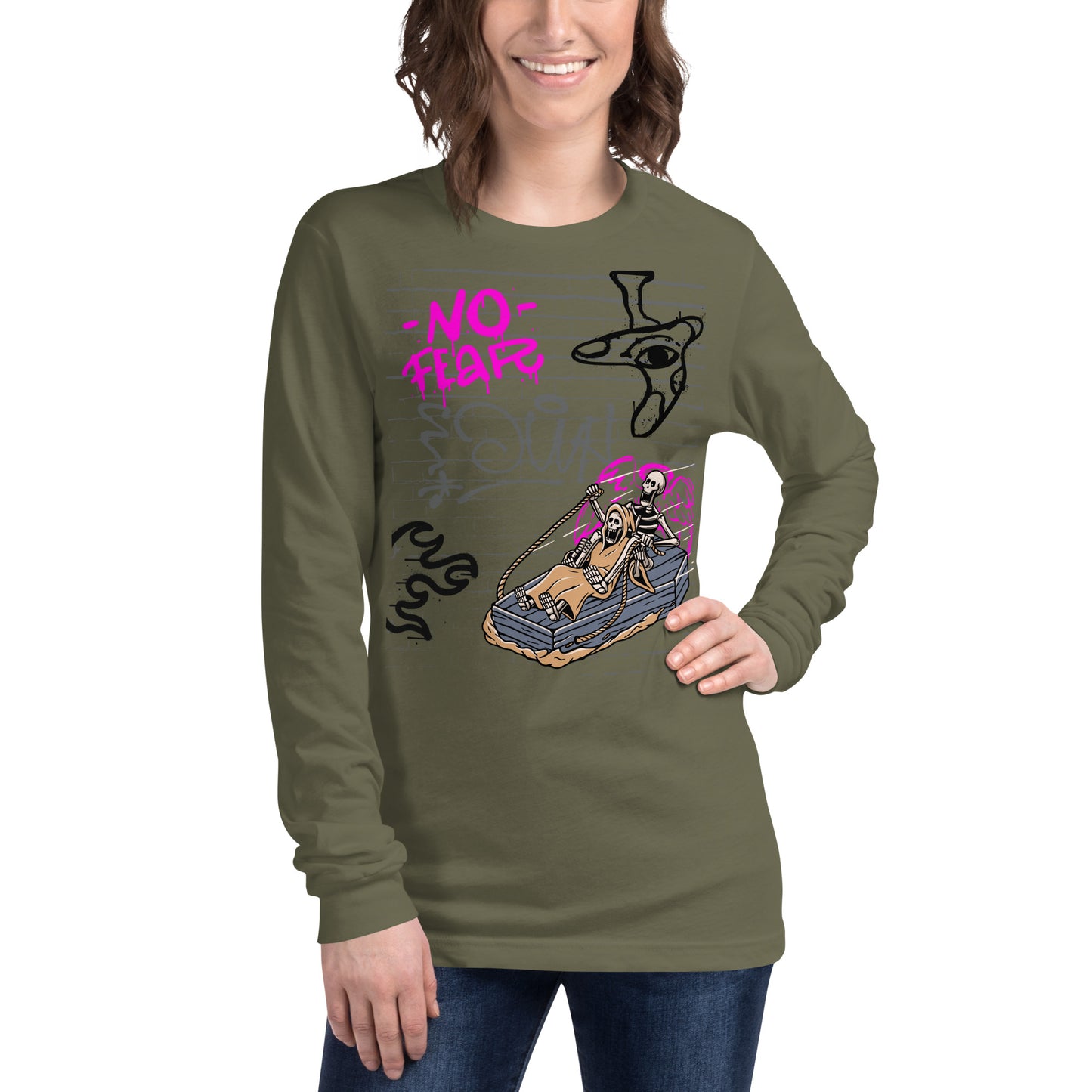 Fearless Long Sleeve Shirt - Left Placement product image 13 in Navy, size XS, with front view and left placement.