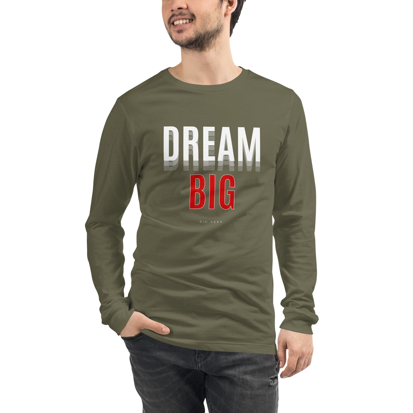 Skyline Dream Long Sleeve Shirt - Left Placement by R.A. Apparel, image 9, front view, Black, size L, left placement.