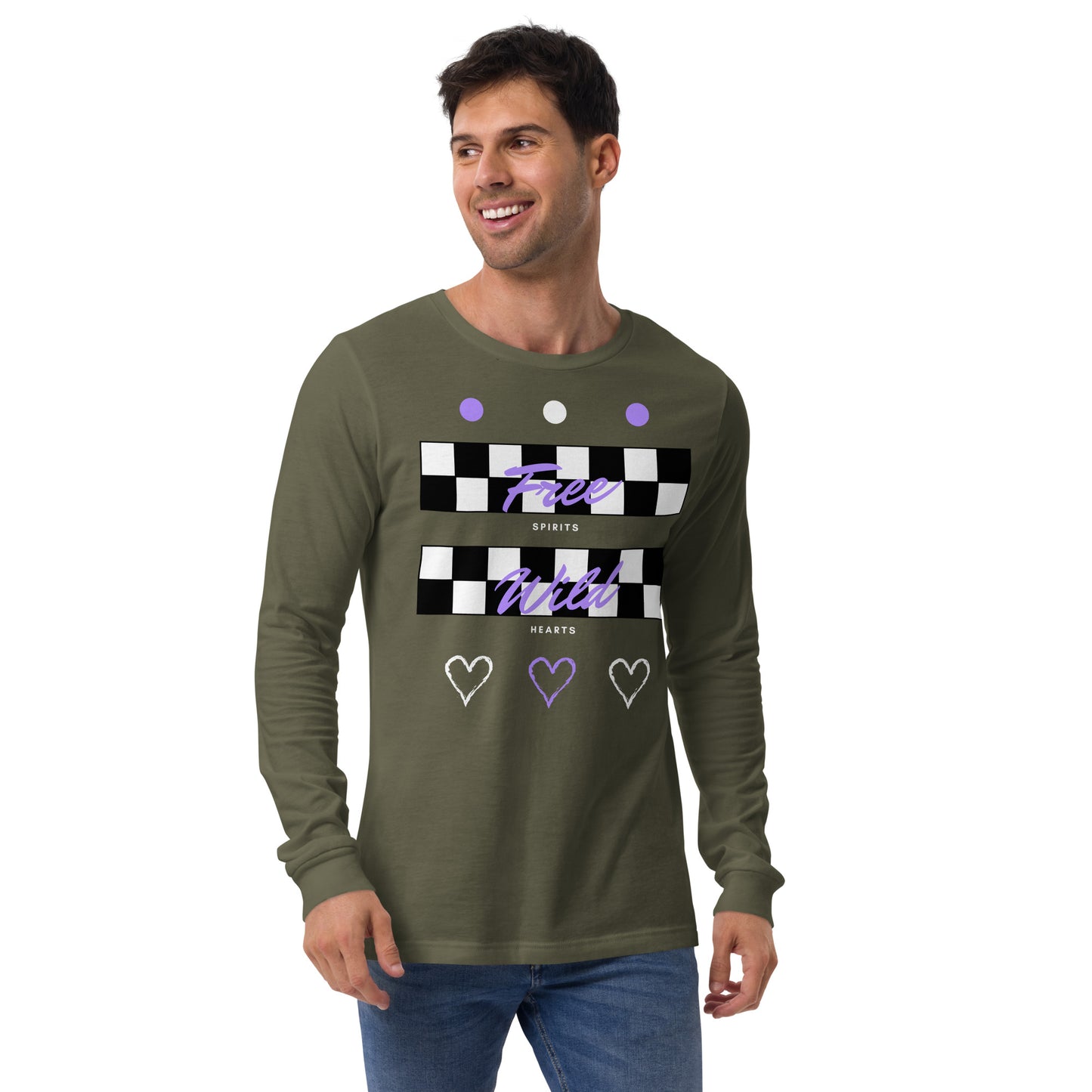 Image 7 of Black Freeborne Long Sleeve Shirt - Left Placement, size S, with Free Spirits artwork visible in front view.