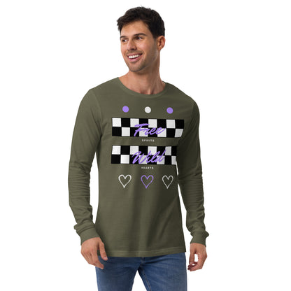 Image 7 of Black Freeborne Long Sleeve Shirt - Left Placement, size S, with Free Spirits artwork visible in front view.