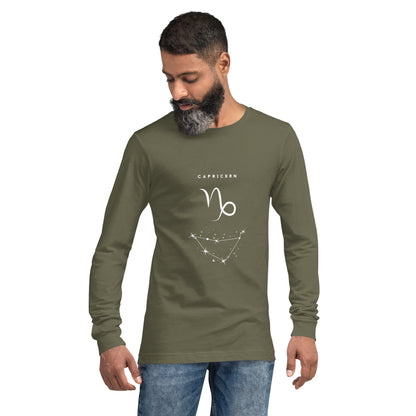 Montaire Long Sleeve Shirt image 41 in Dark Grey Heather, size XL, showing front view for the Capricorn design.