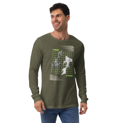Equinoxe Long Sleeve Shirt by R.A. Apparel, image 21, front view, Red, size S, design placement.