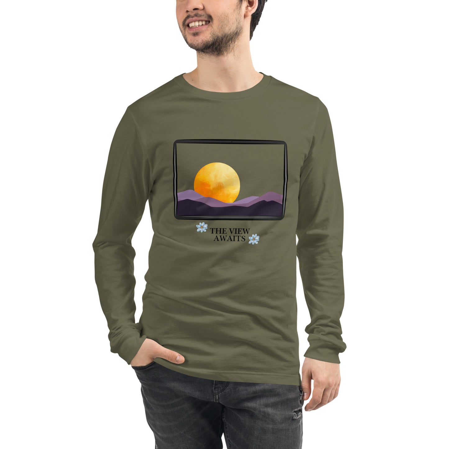 Avenor Long Sleeve Shirt by R.A. Apparel, image 61, front view, Storm, size S, design placement.