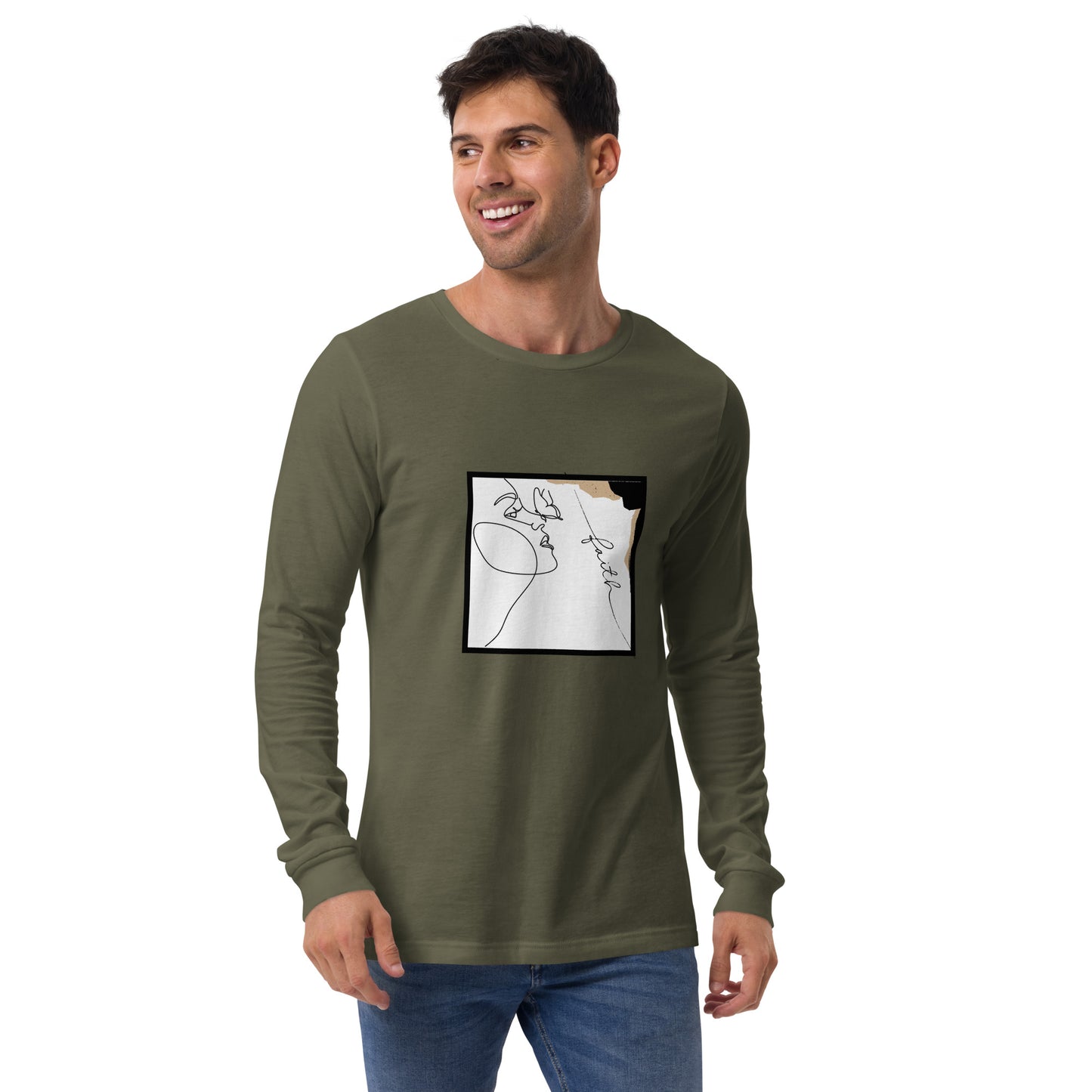 Faithline Long Sleeve Shirt - Left Placement product image 7 in Black, size S, with front view and left placement.
