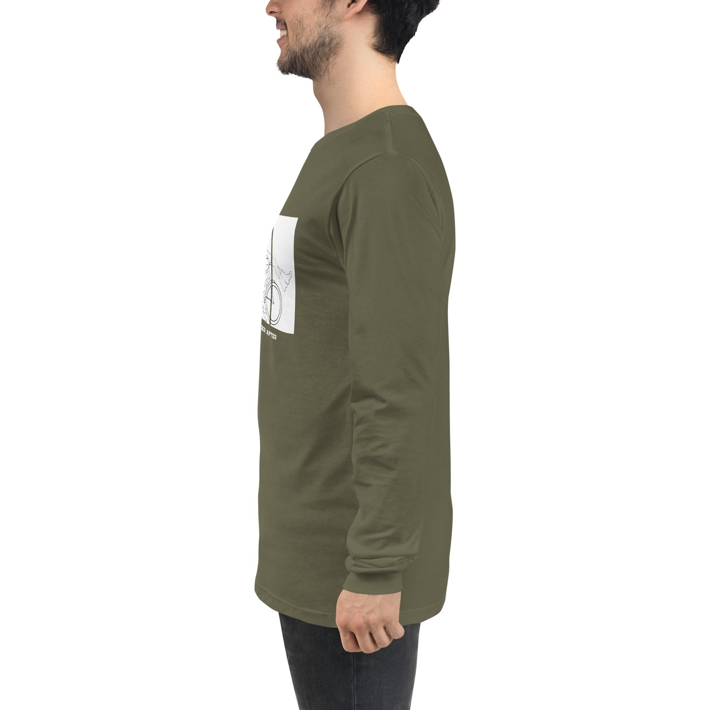 Ever After Long Sleeve Shirt - Left Placement by R.A. Apparel, image 21, left-side angle, Red, size XS, left placement.