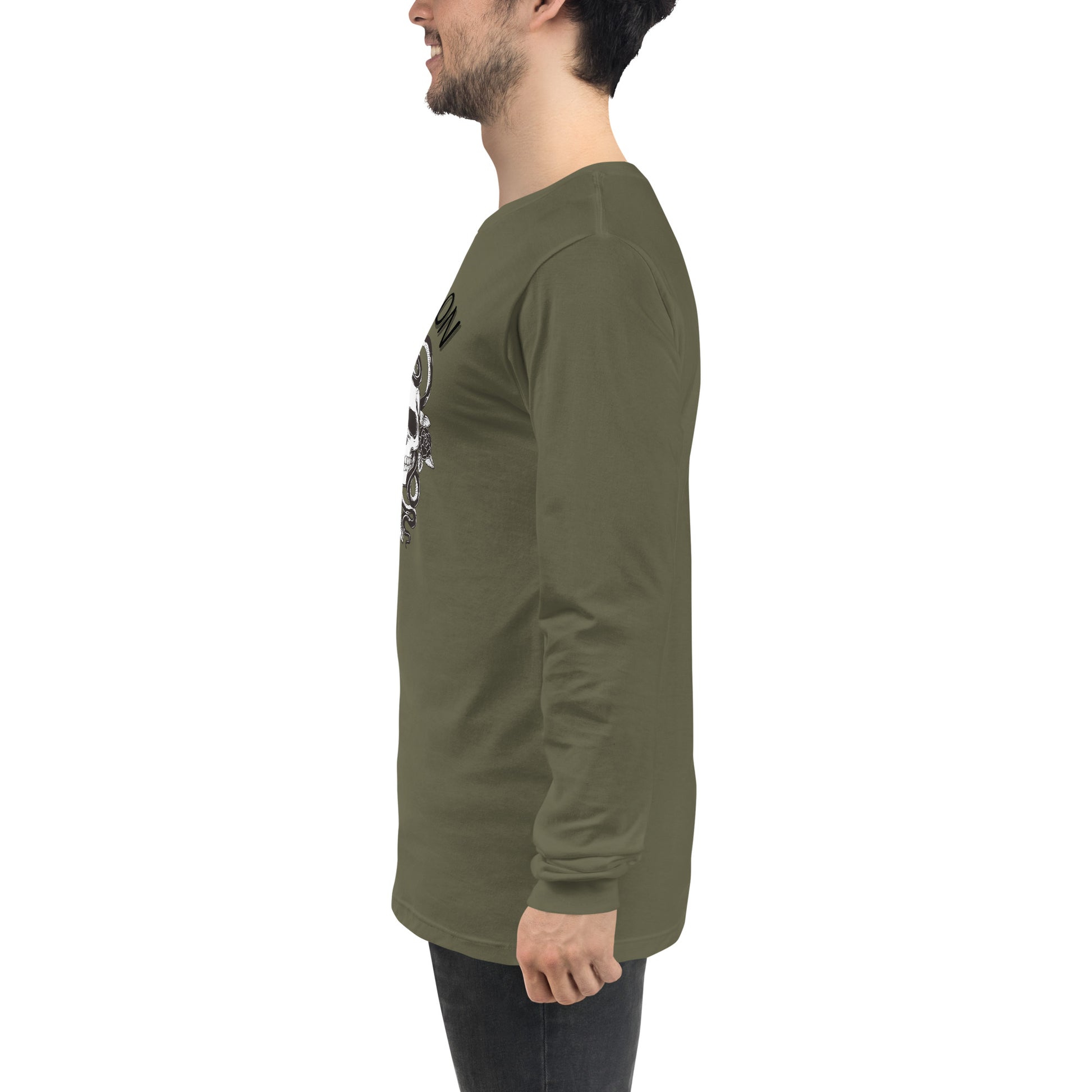 Evolution Long Sleeve Shirt - Left Placement by R.A. Apparel, image 21, left-side angle, Red, size XS, left placement.