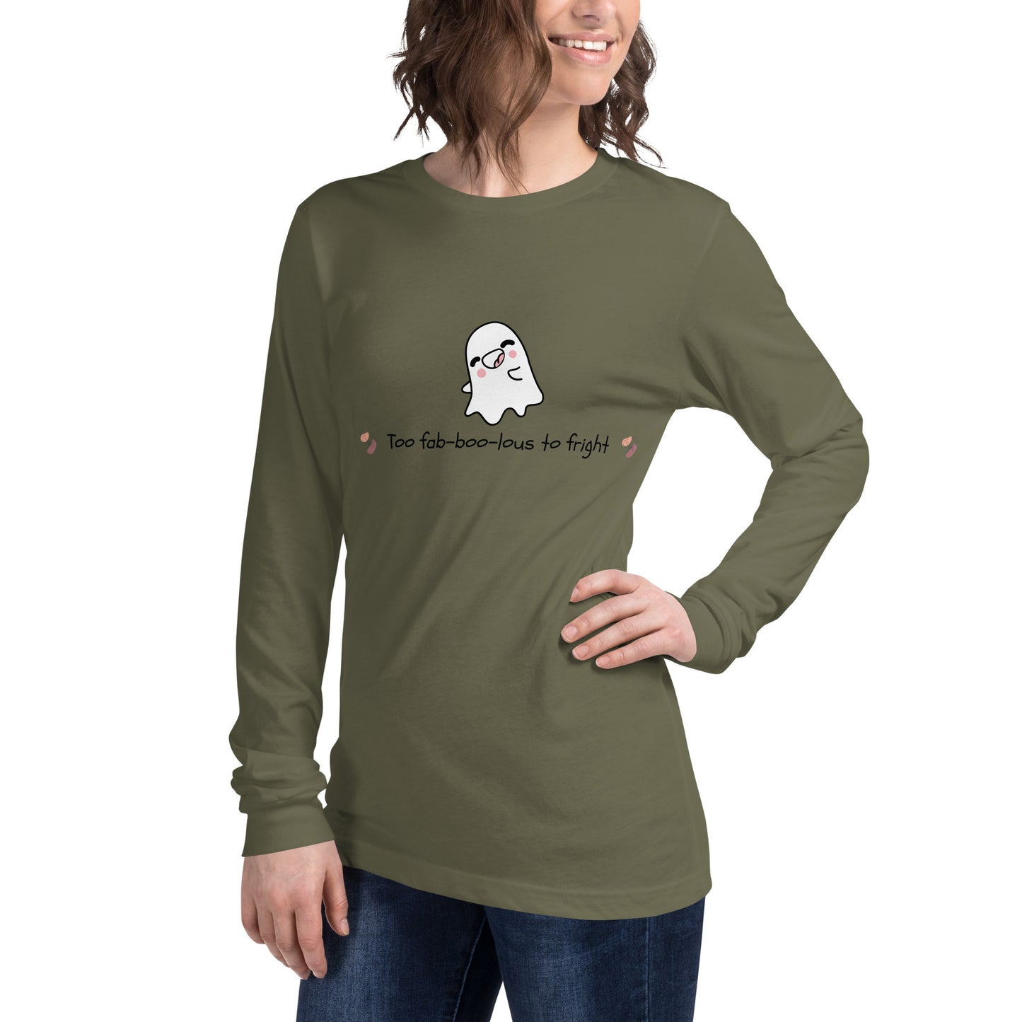 Boo Luxe Long Sleeve Shirt - Left Placement product image 11 in Red, size XL, with front view, left-side angle and left placement.